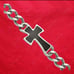 Stainless Steel Polished with Black Carbon Fiber Inlay Cross 8.5 inch Bracelet