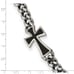 Stainless Steel Polished with Black Carbon Fiber Inlay Cross 8.5 inch Bracelet