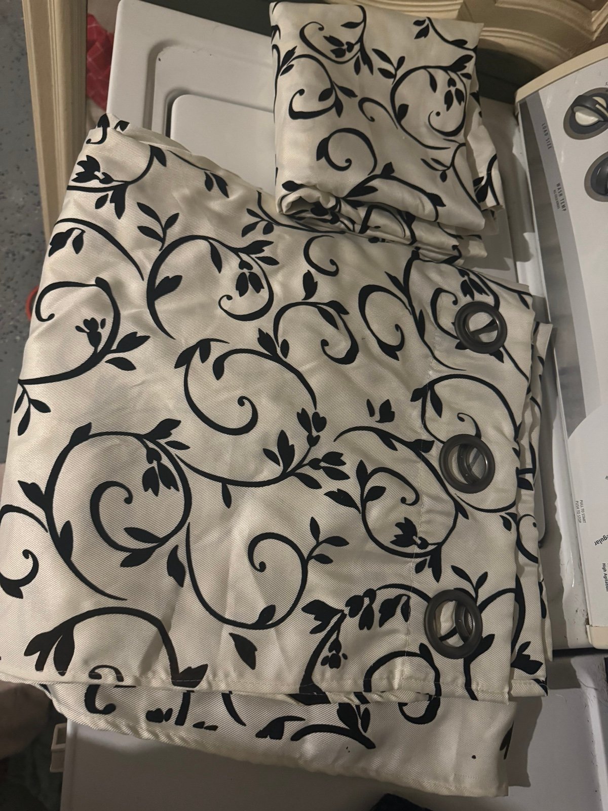 Cream and black curtains 36x84