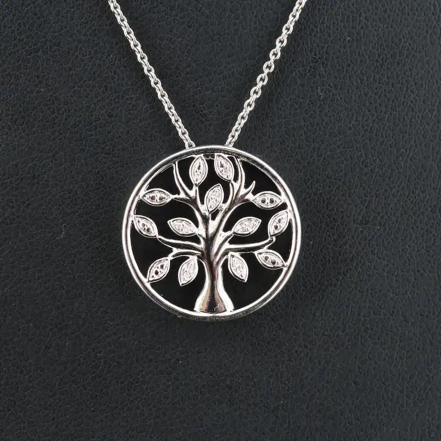 Genuine Diamond Family Tree of Life HALLMARK LIC. Sterling Silver Necklace 925