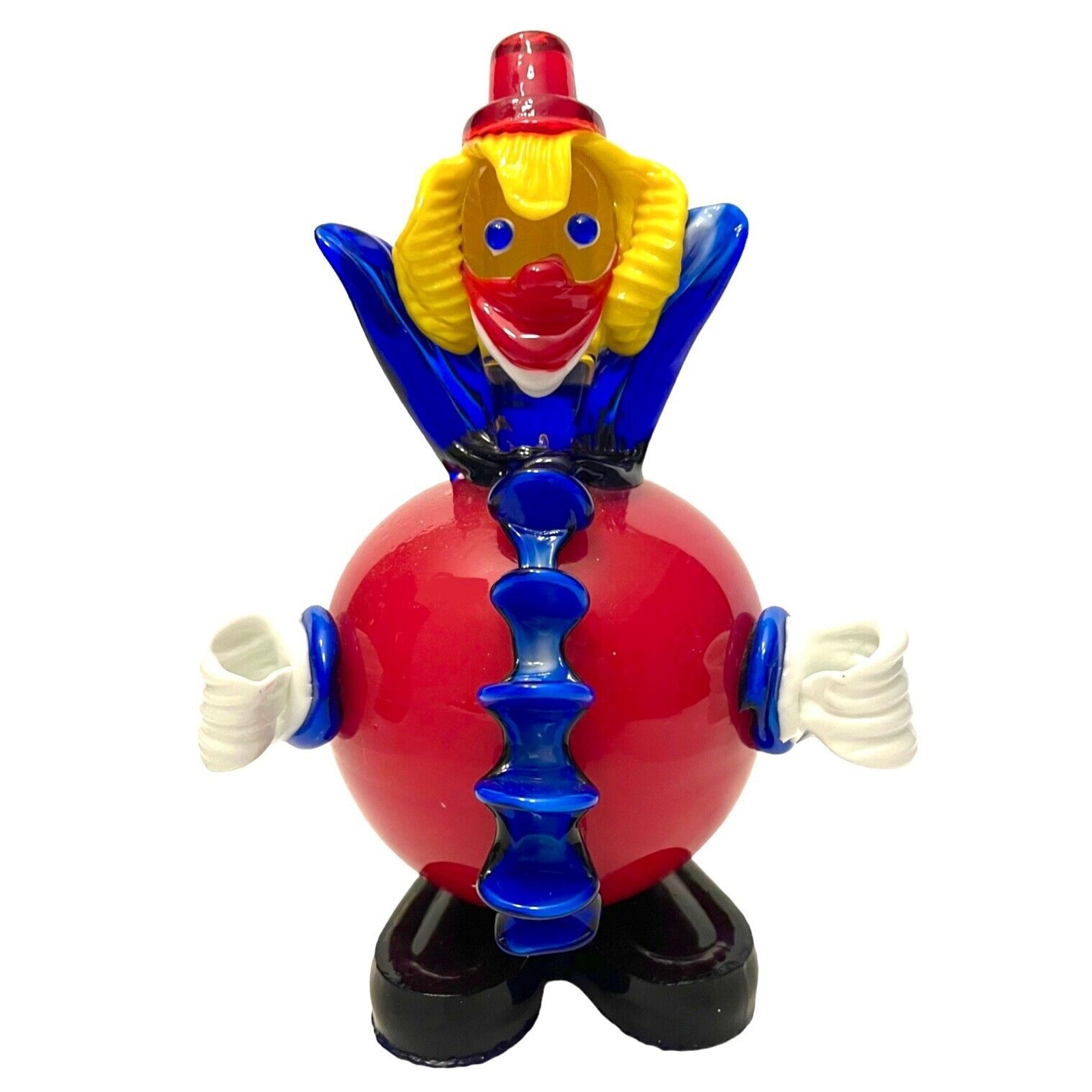 VTG Murano Italy Art Glass 7.5 BALL CLOWN FIGURINE Fratelli Pitau Sculpture