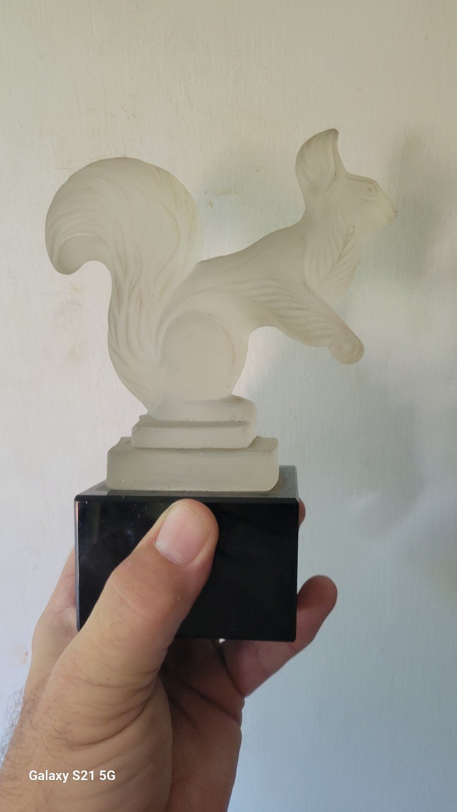 Vintage Lalique Frosted Glass Squirrel Sculpture Statue Signed