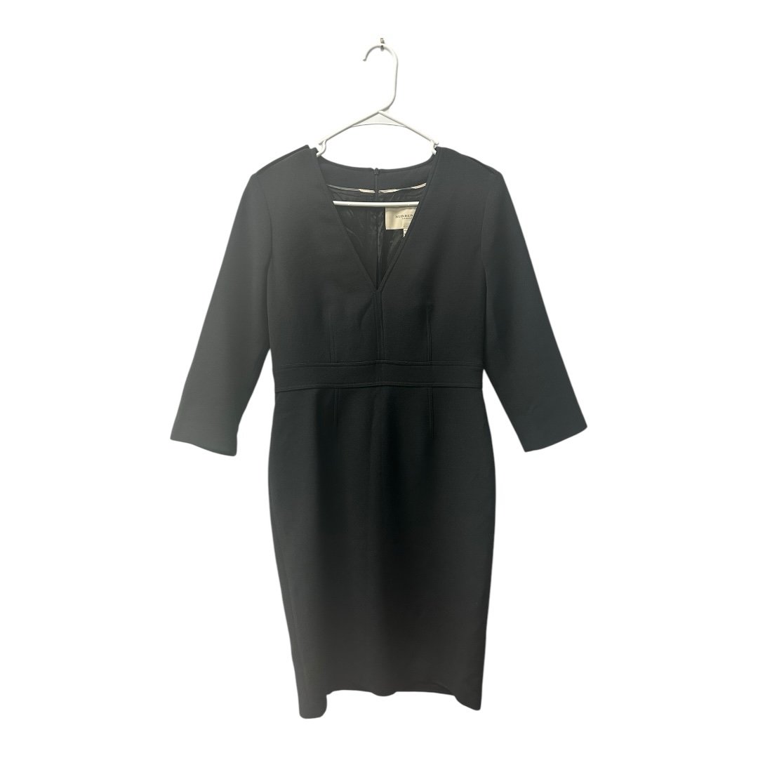 Burberry London Black Sheath Dress Womens Size 40 US 6 Made in Italy Wool
