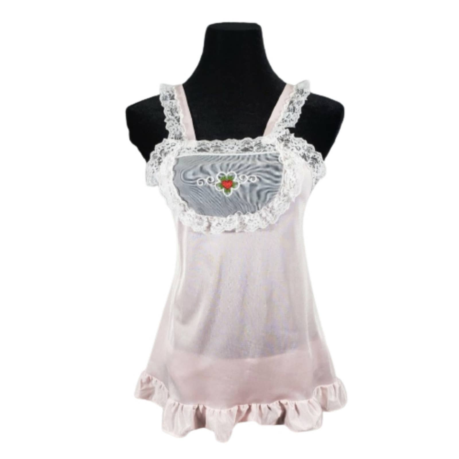 VINTAGE Babydoll Pinup PJs Lingerie Camisole Set Pink Sz M