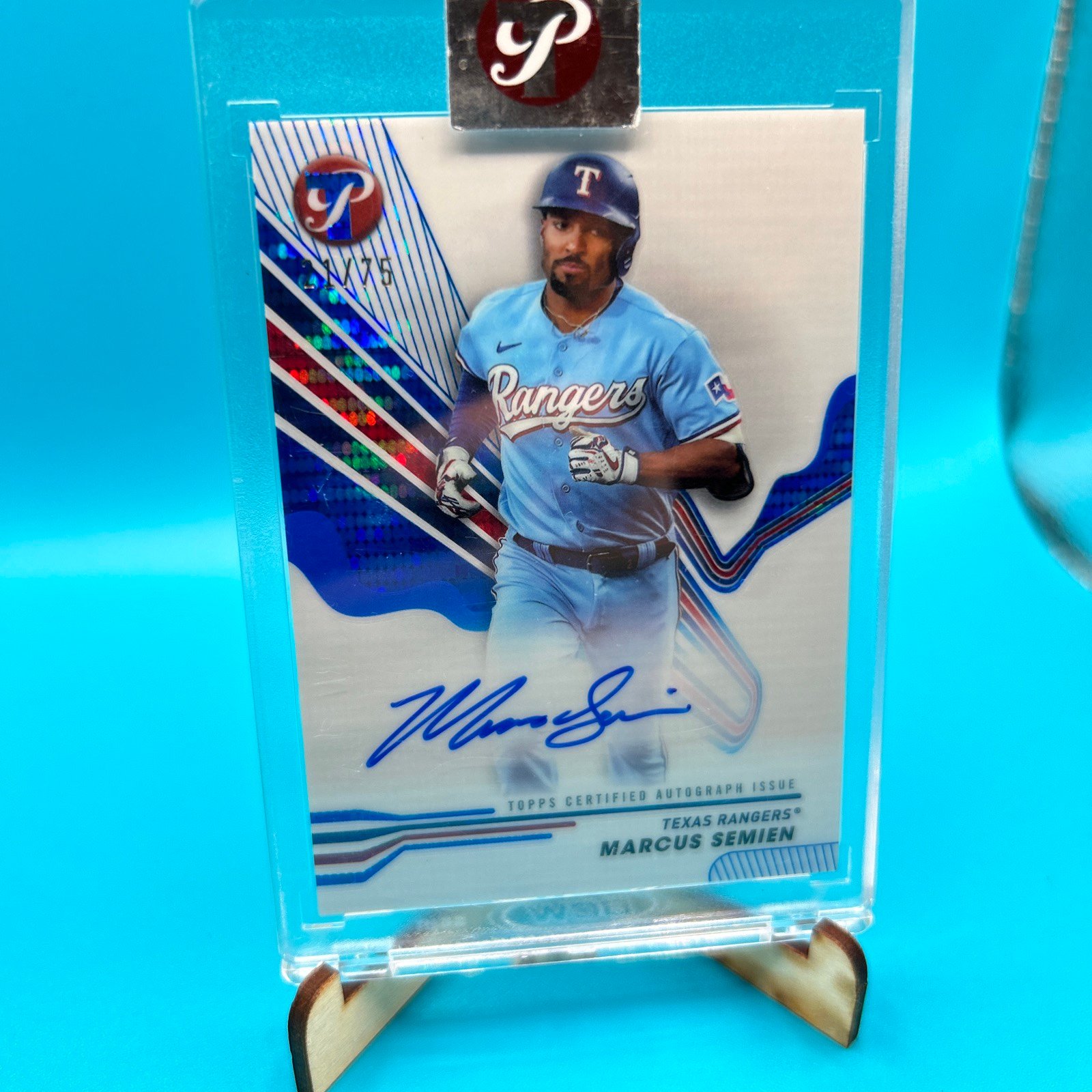 2024 Topps Pristine - Blue Refractor Auto Marcus Semien /75 RANGERS