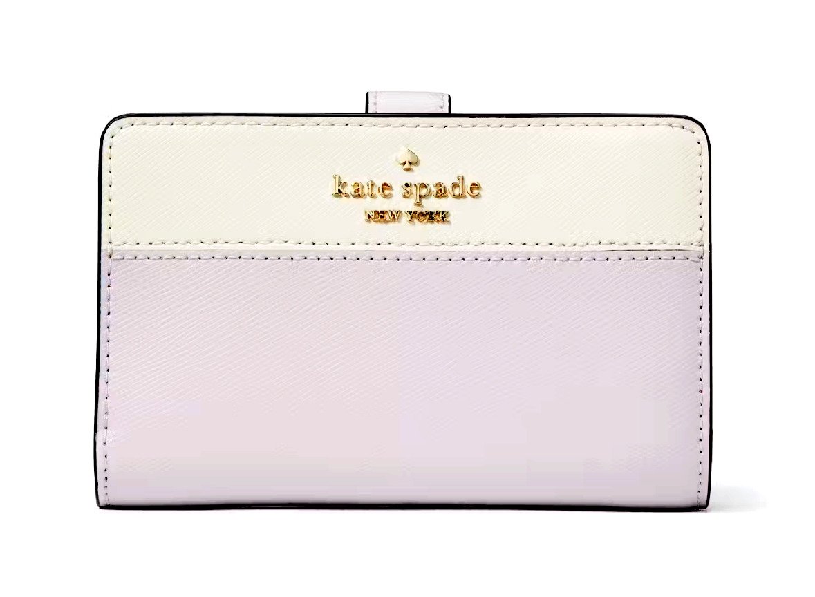 New Kate Spade Madison Medium Compact Bifold Wallet Leather Lilac Moonlight