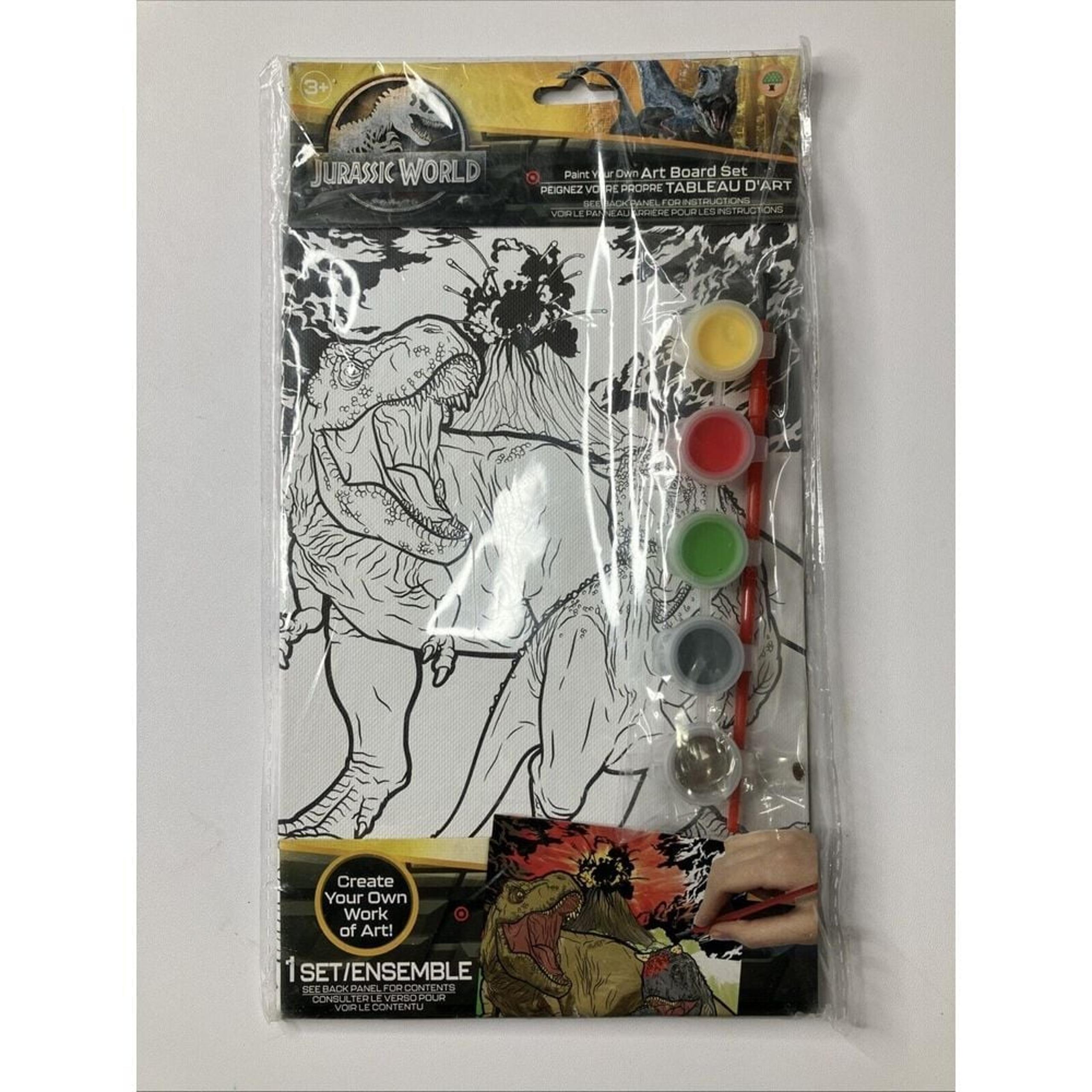 Jurassic World Dinosaur Paint Your Own Work of Art Paint Kit Board Set New