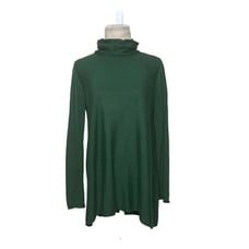 Eileen Fisher green high neck long sleeves sweater size small