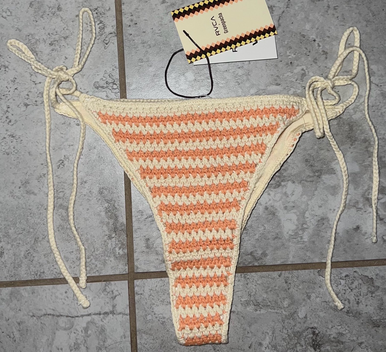 RVCA X Greenpacha Women’s Flor Side Tie Cheeky Crochet Bikini Swim Bottoms