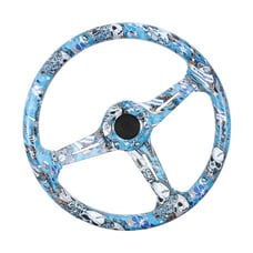NEW JDM UNIVERSAL 350MM SKULL Style Acrylic Deep Dish 6 Holes Steering Wheel