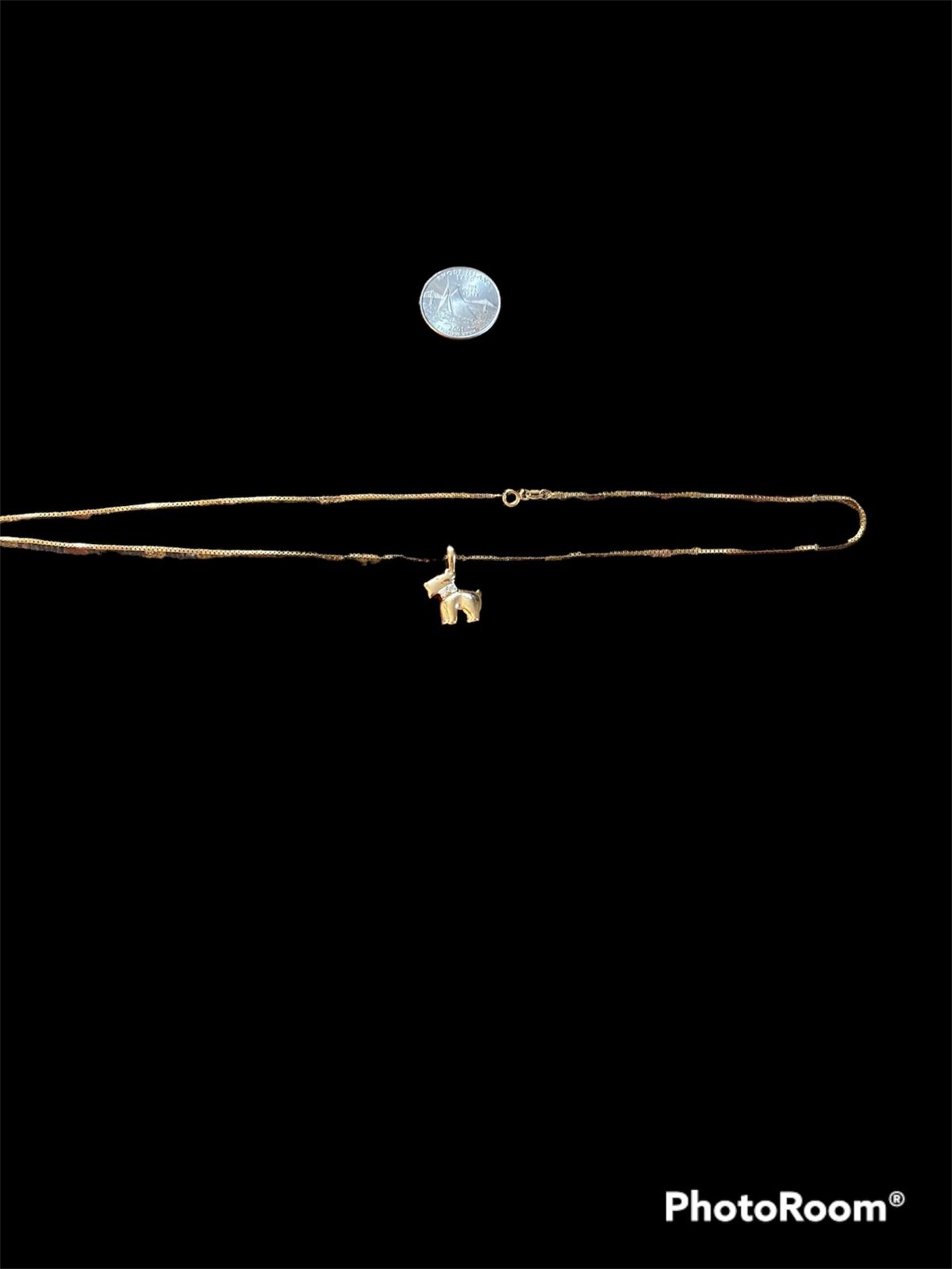 14k gold necklace Italy with dog
