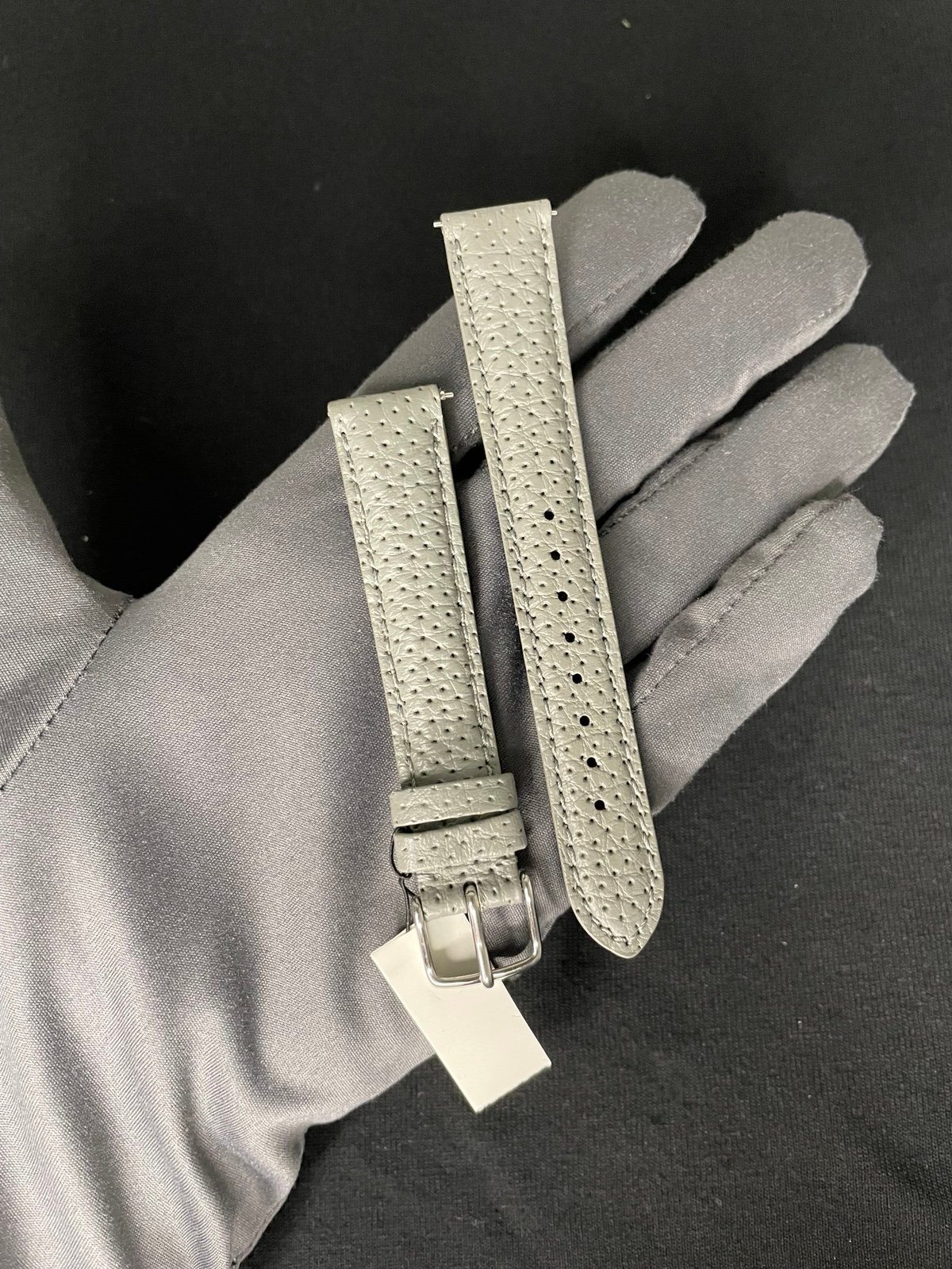 NWT✅ Authentic Michele Women's 16mm gray Leather watch Strap MS16200AST LARGE