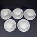 5 Set 1963 Royal Worcester “ Bridal Lace” Tea Cups & Saucers - Vintage Mint