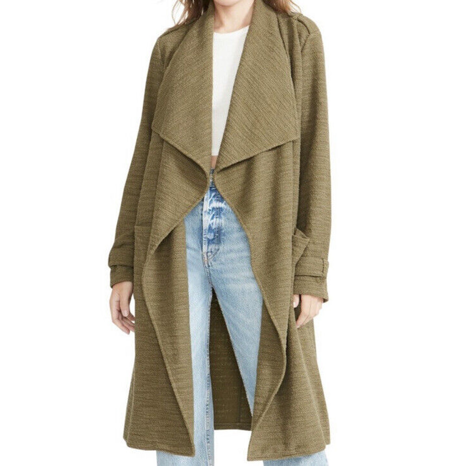 Steve Madden Women’s Cardigan Jacket Duster Open Front Green BL32567R Sz M NWT