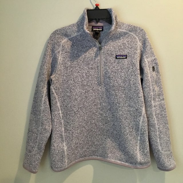 Patagonia purple lavender heathered sweater 1/4 zip pullover 20” chest 28” lengt