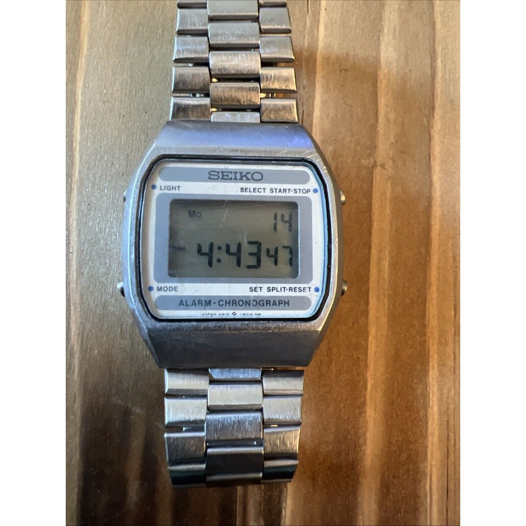 SEIKO ALARM CHRONOGRAPH WATCH A914 5020 WORKING SPLIT RESET GOOD CONDITION