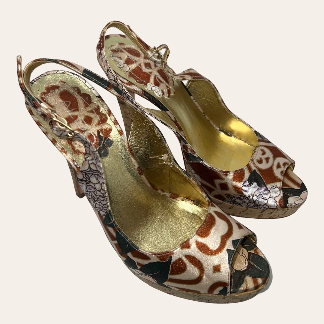 WOMEN’S ALDO STILETTO LIKE HEEL OPEN TOES STRAP ADJUSTABLE AROUND HEEL SIZE 37
