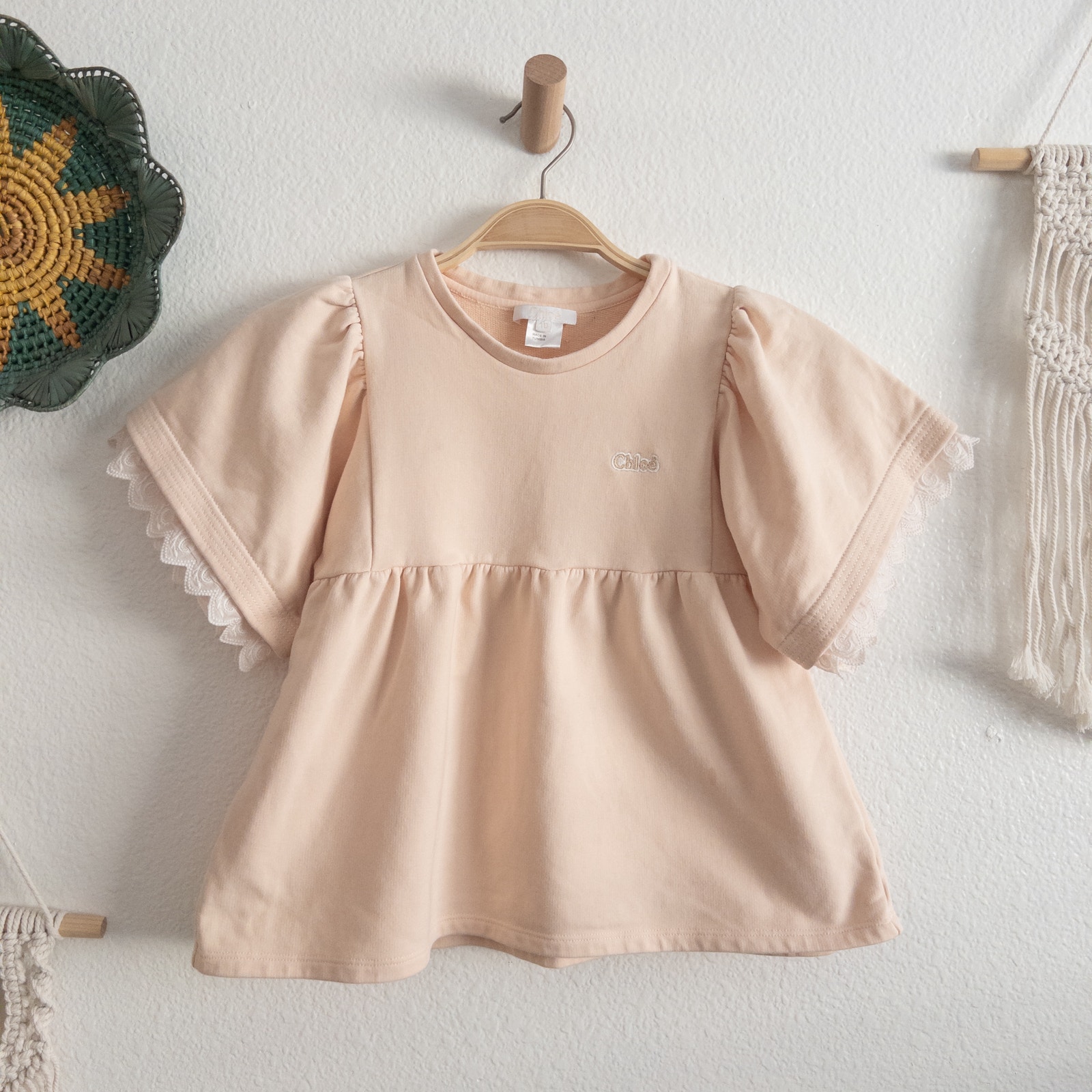 Chloe Girls Blush Flare Scalloped Sleeves Pullover Sweatshirt Top Size 10