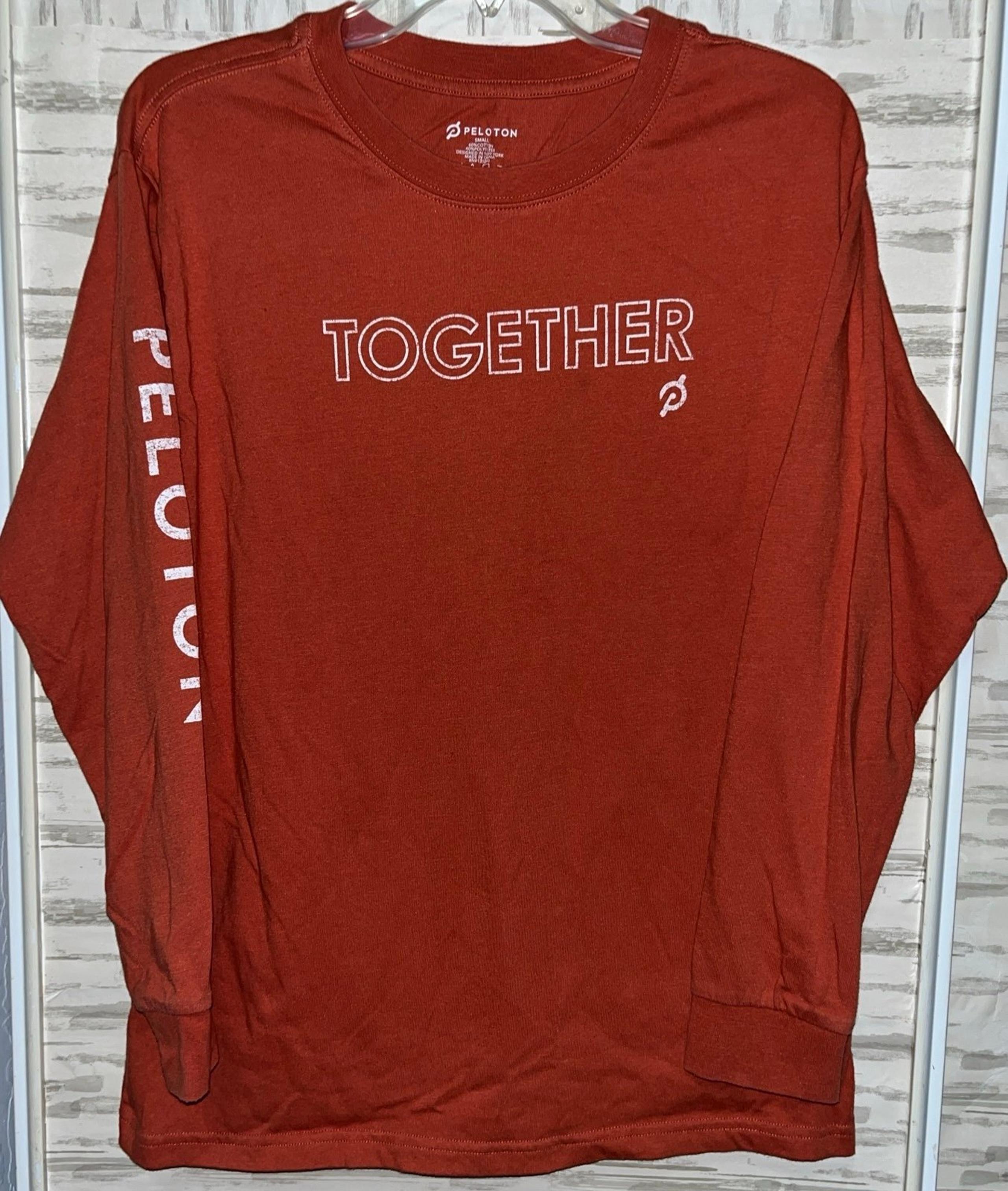 Peloton Venice Oversized womens Crew Long Sleeve T-Shirt Size Small Orange
