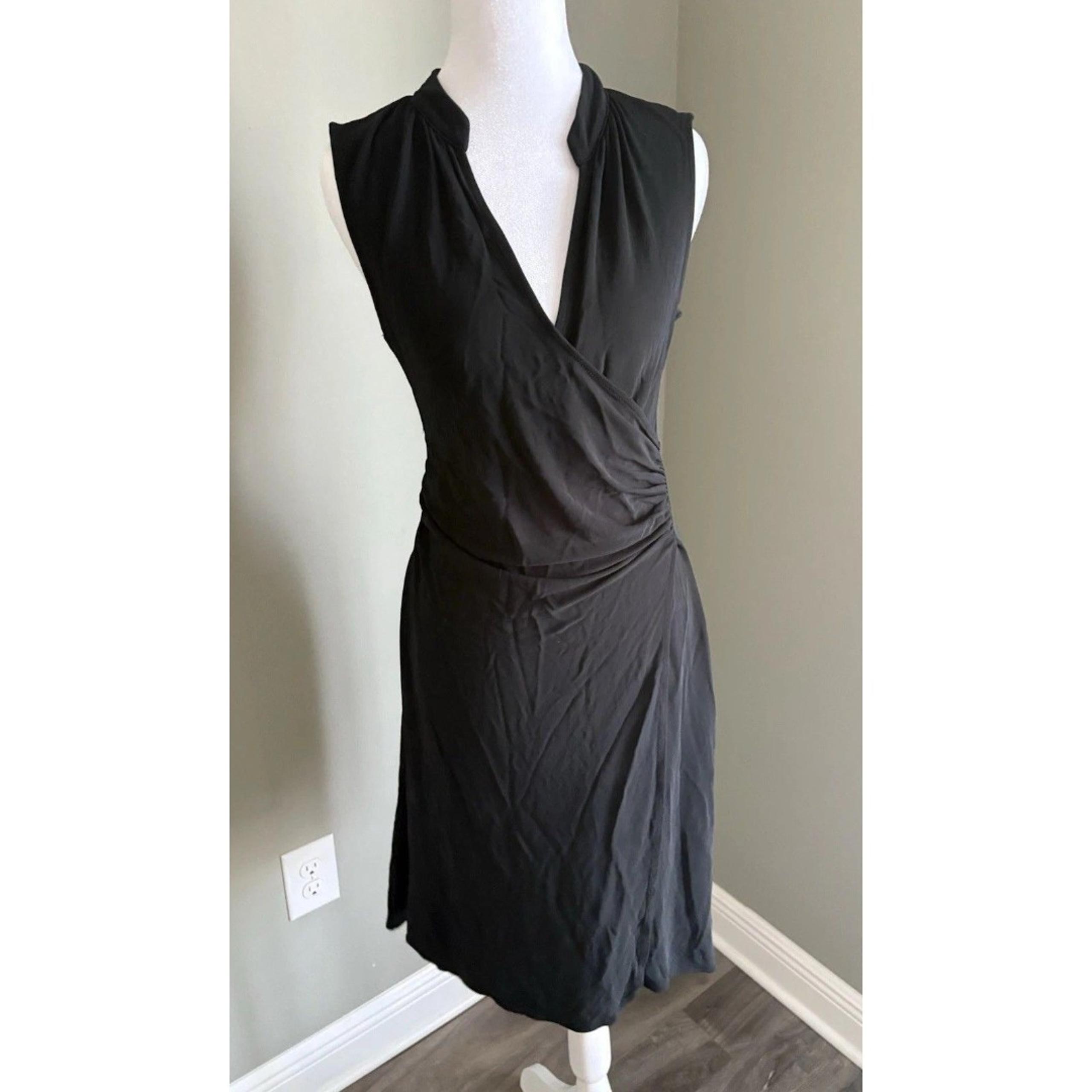 Banana Republic Black Dress Size S Faux Wrap V Neck Knee Length
