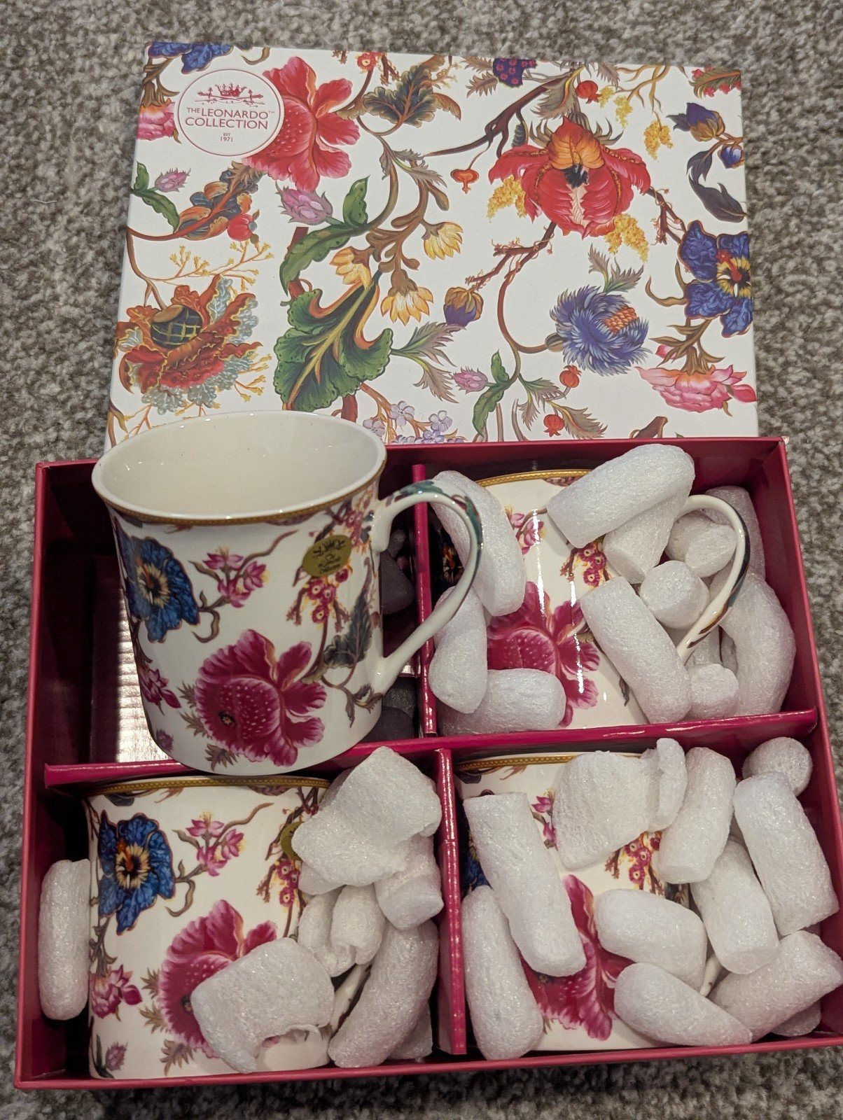 Box Set of 4 China Mugs in Anthina by William Morris