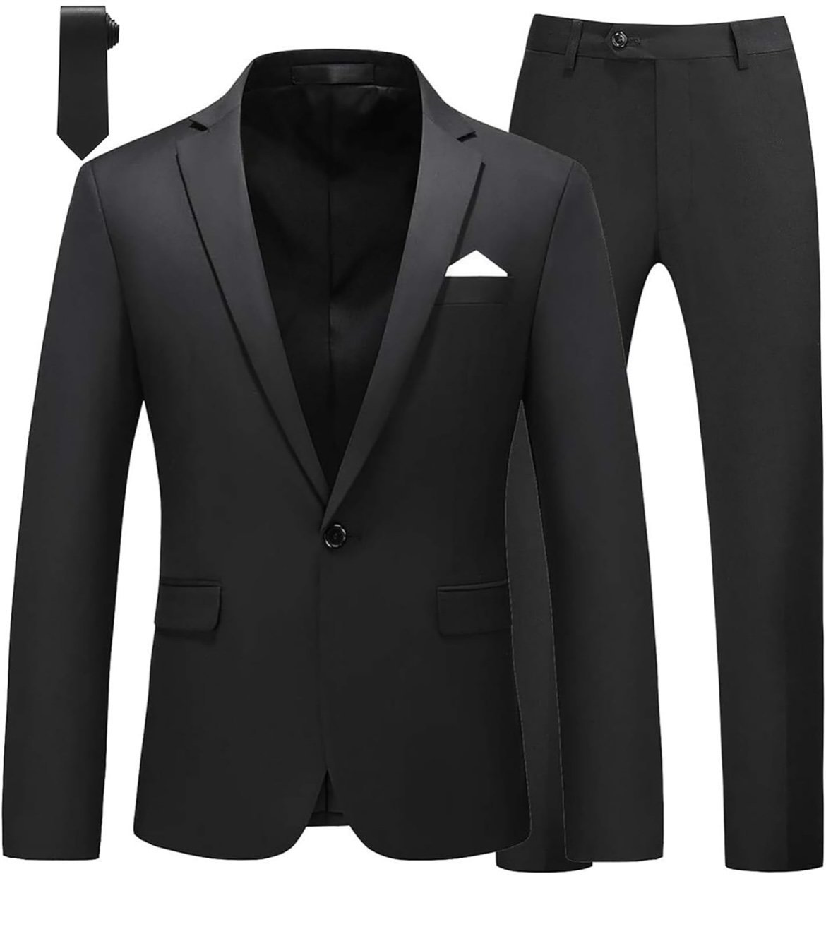 MOGU Mens Slim Fit 2 Piece Suit One Button Notch Lapel Tuxedo 34 Jacket 31 Pants