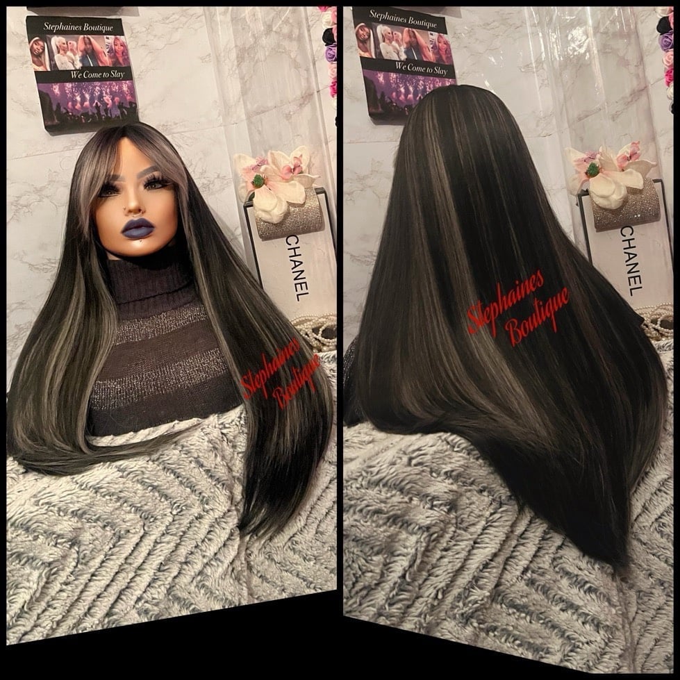 Human Hair Blended Bang Wig