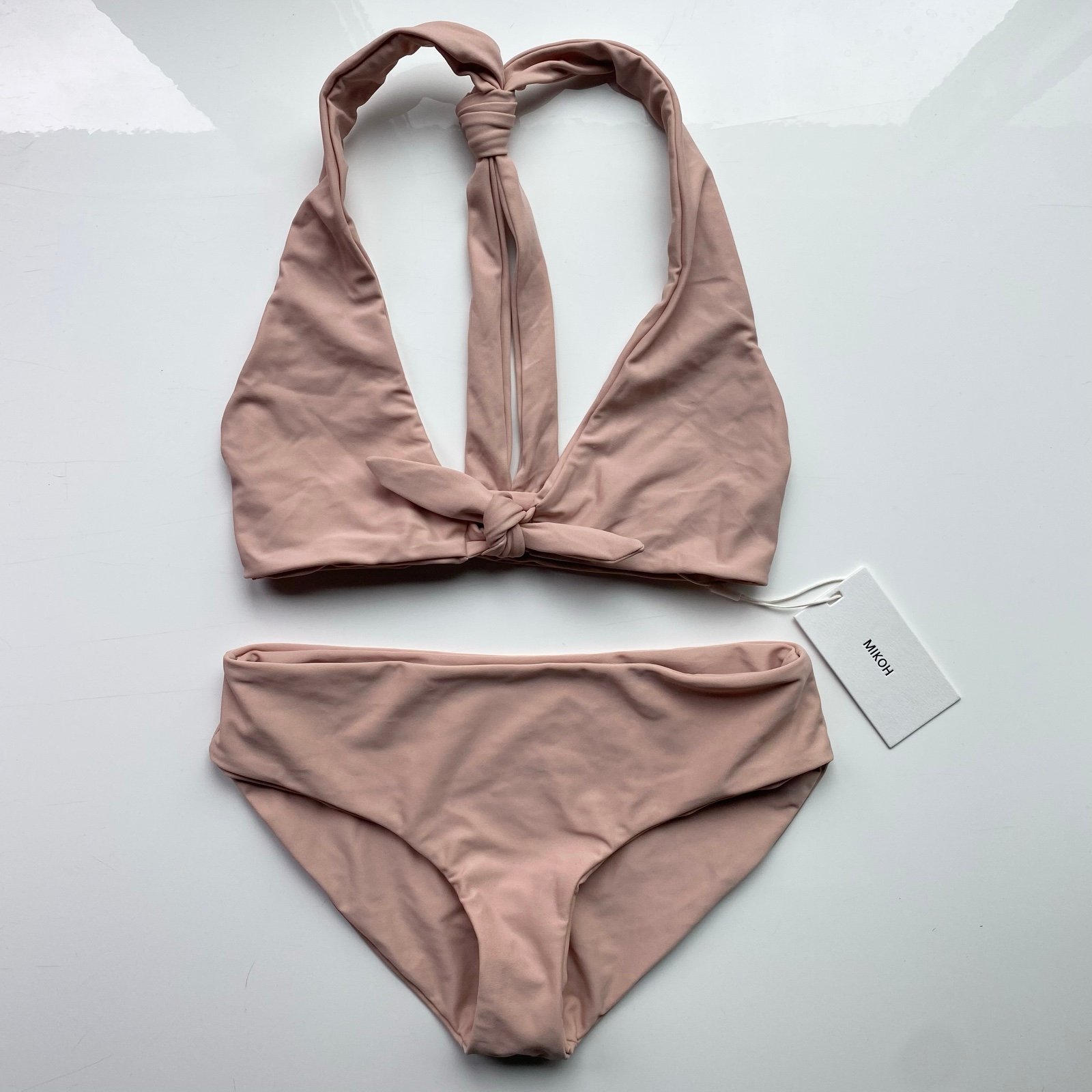 NEW MIKOH “Balboa” top in Size S & “Cruz Bay” bottom in Size XS in mauve pink