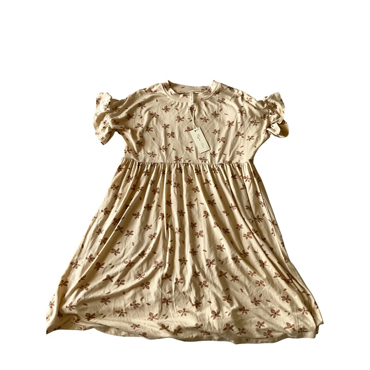 NWT Rylee And Cru babydoll dress scatter yellow brown 10-12y