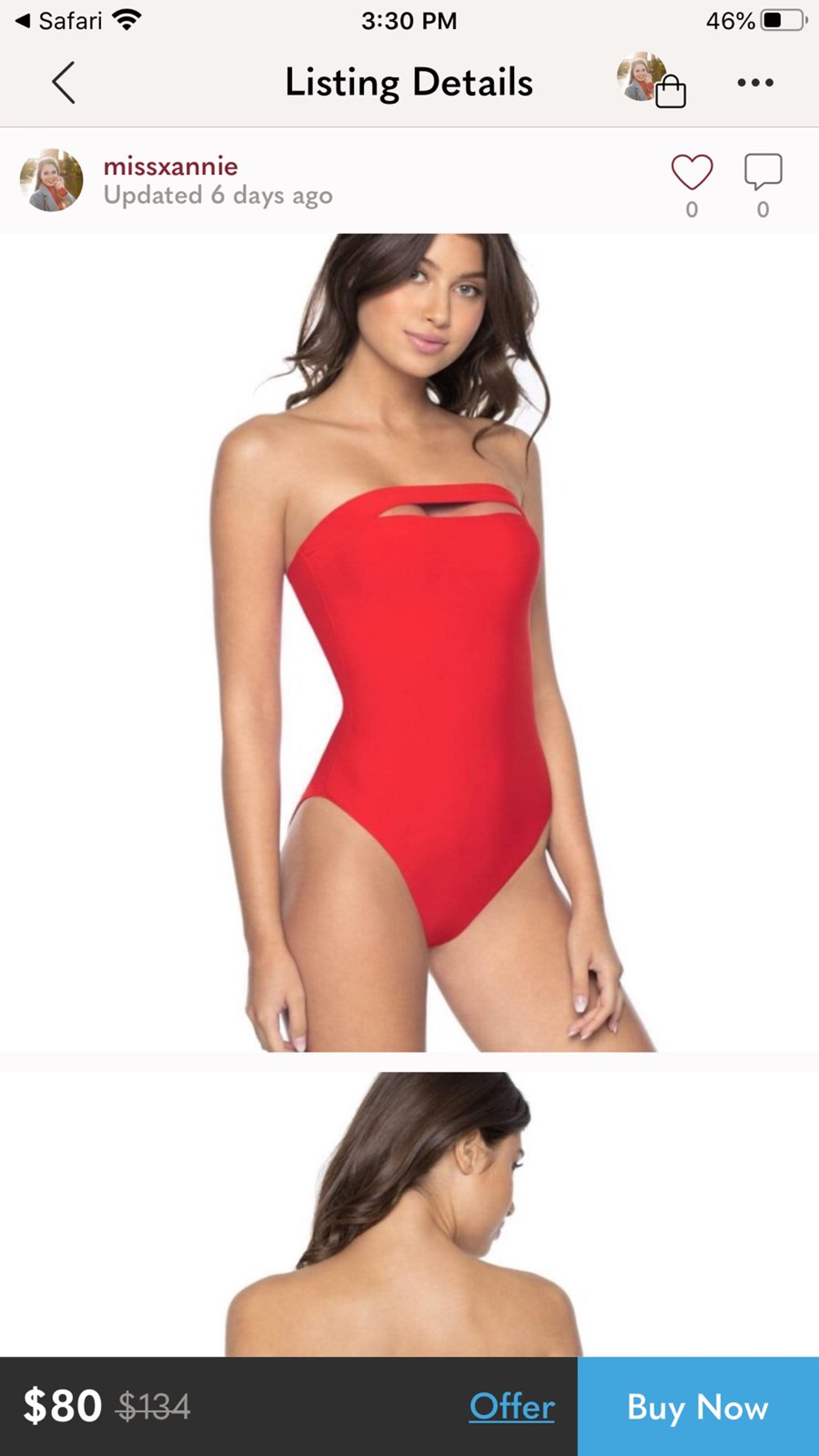 Red strapless one piece