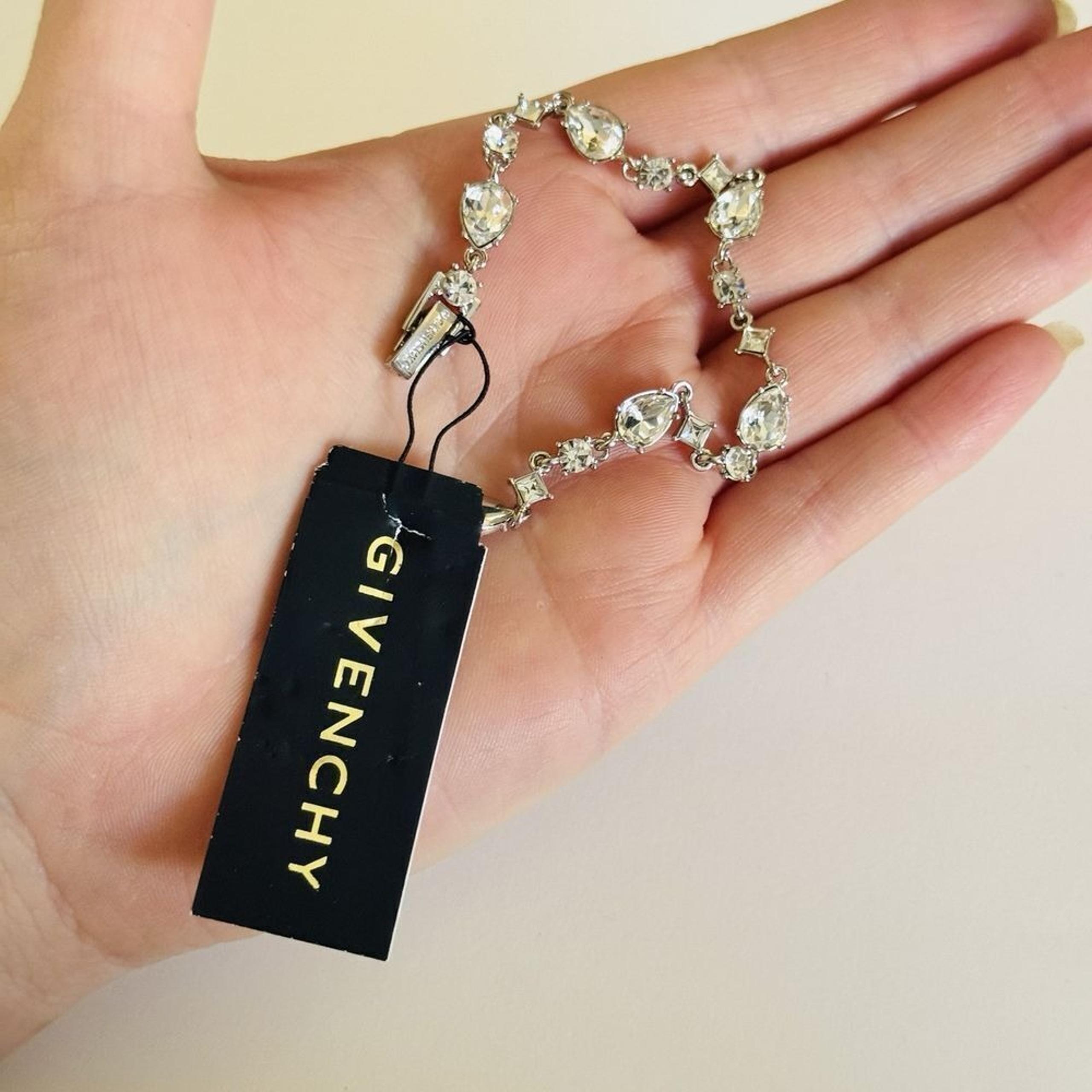 Givenchy Tennis Flex Bracelet Crystal Rhinestone Silver High End Designer NWT 7"