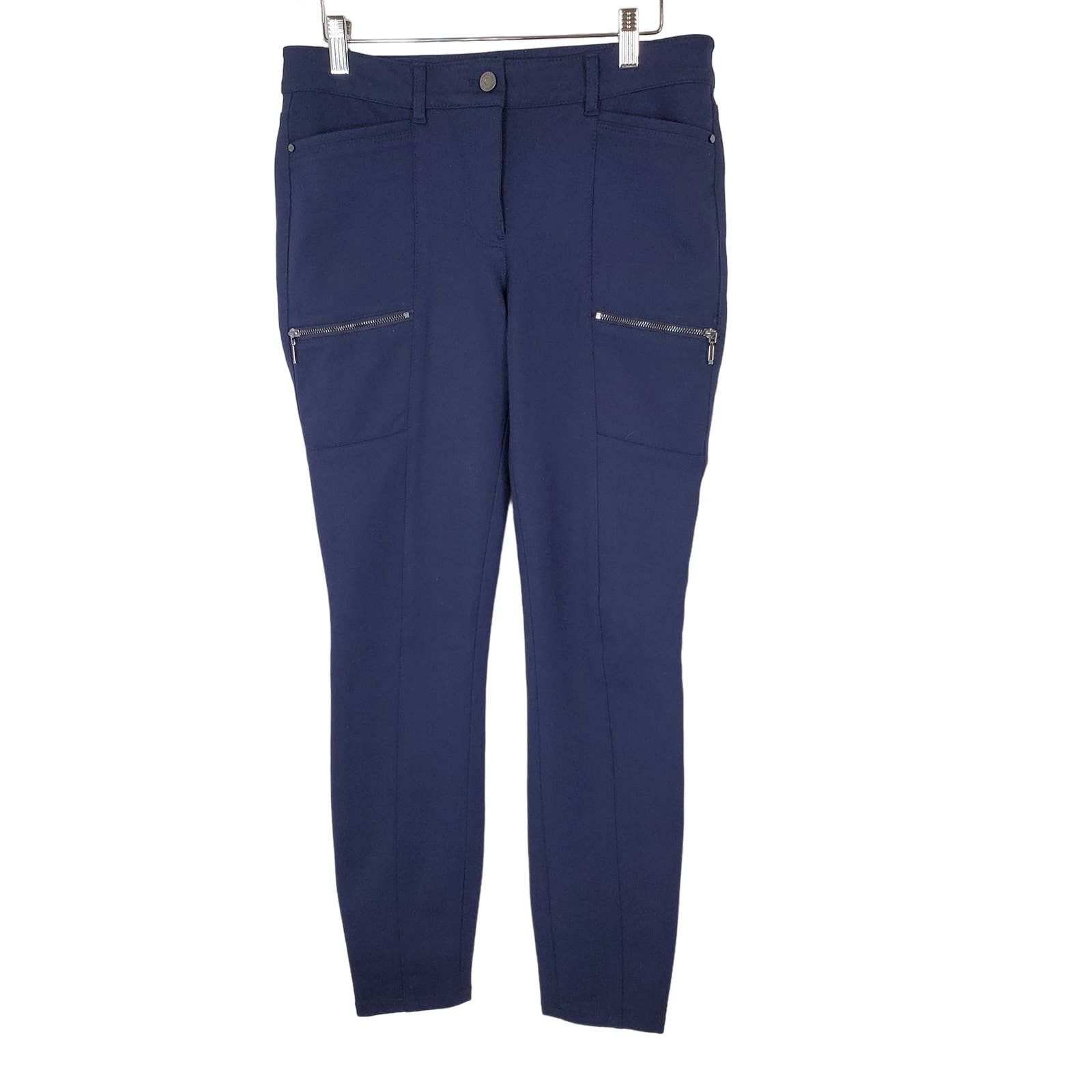 White House Black Market Navy Blue The Skimmer Skinny Pants Women's Size 6 Long