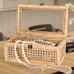 NEW Set of 2 Decorative Box with Lid, Rectangular Woven with Glass for Display,