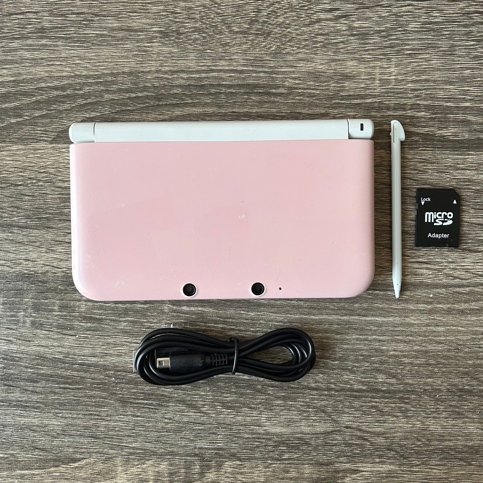 Nintendo 3DS XL White & Pink Region Free Handheld w/ Stylus, Charger, & SD Card