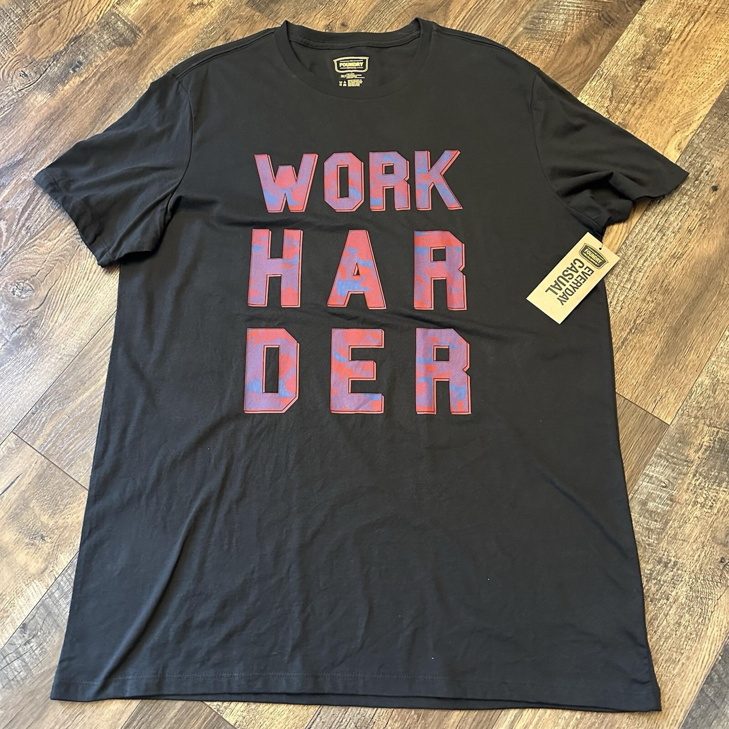 Foundry Big And Tall T Shirt Size XLT Mens Work Harder Black Short Sleeve NWT