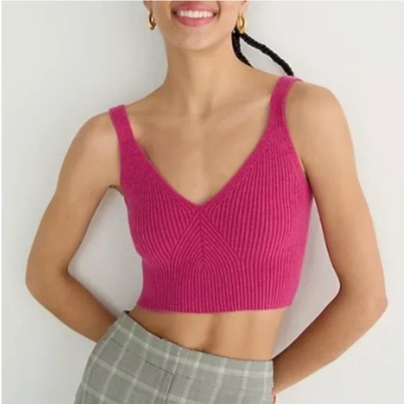 NWT JCREW CASHMERE CROPPED SWEATER-TANK in Icy Rose