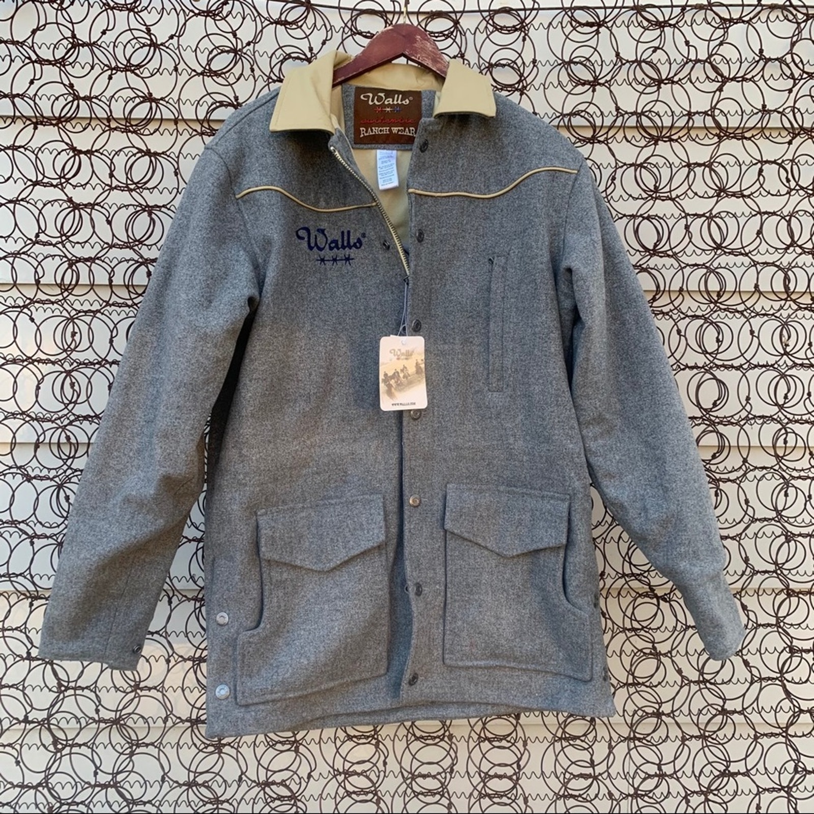 Walls Ranch Wear gray wool jacket Ranch Rodeo Cowboy SMALL