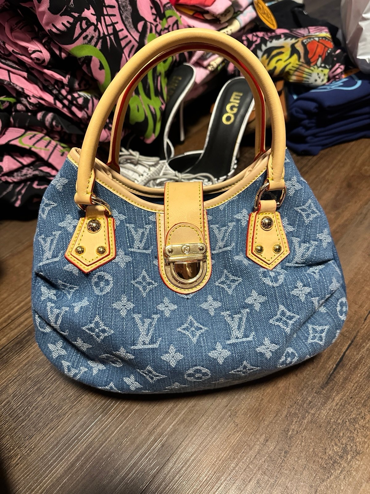Denim monogram bag