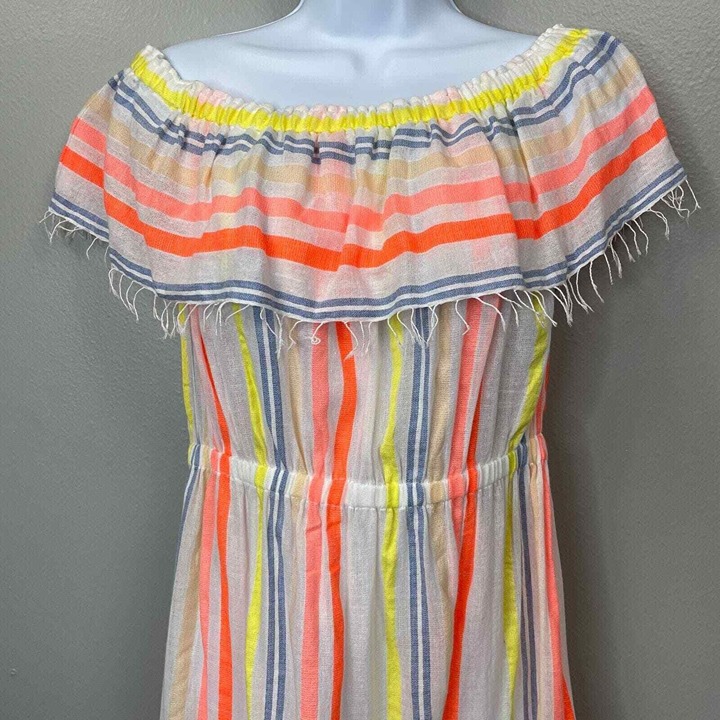lemlem Tirunesh Beach Dress Womens Large White Stripe Sunrise Cotton Gauze