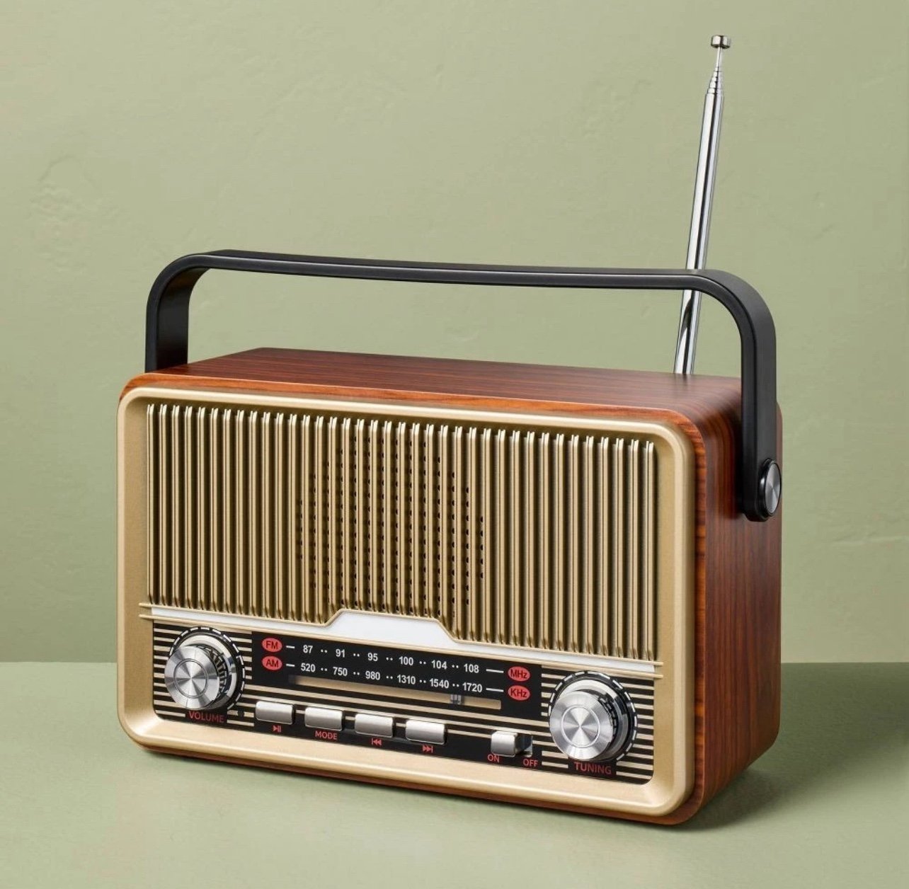 Vintage Wood Finish AM/FM Radio and Bluetooth Speaker - Hearth & Hand