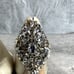 BADGLEY MISCHKA Ivory Satin Kiara Embellished Open Peep-Toe Stiletto Pumps SZ 6