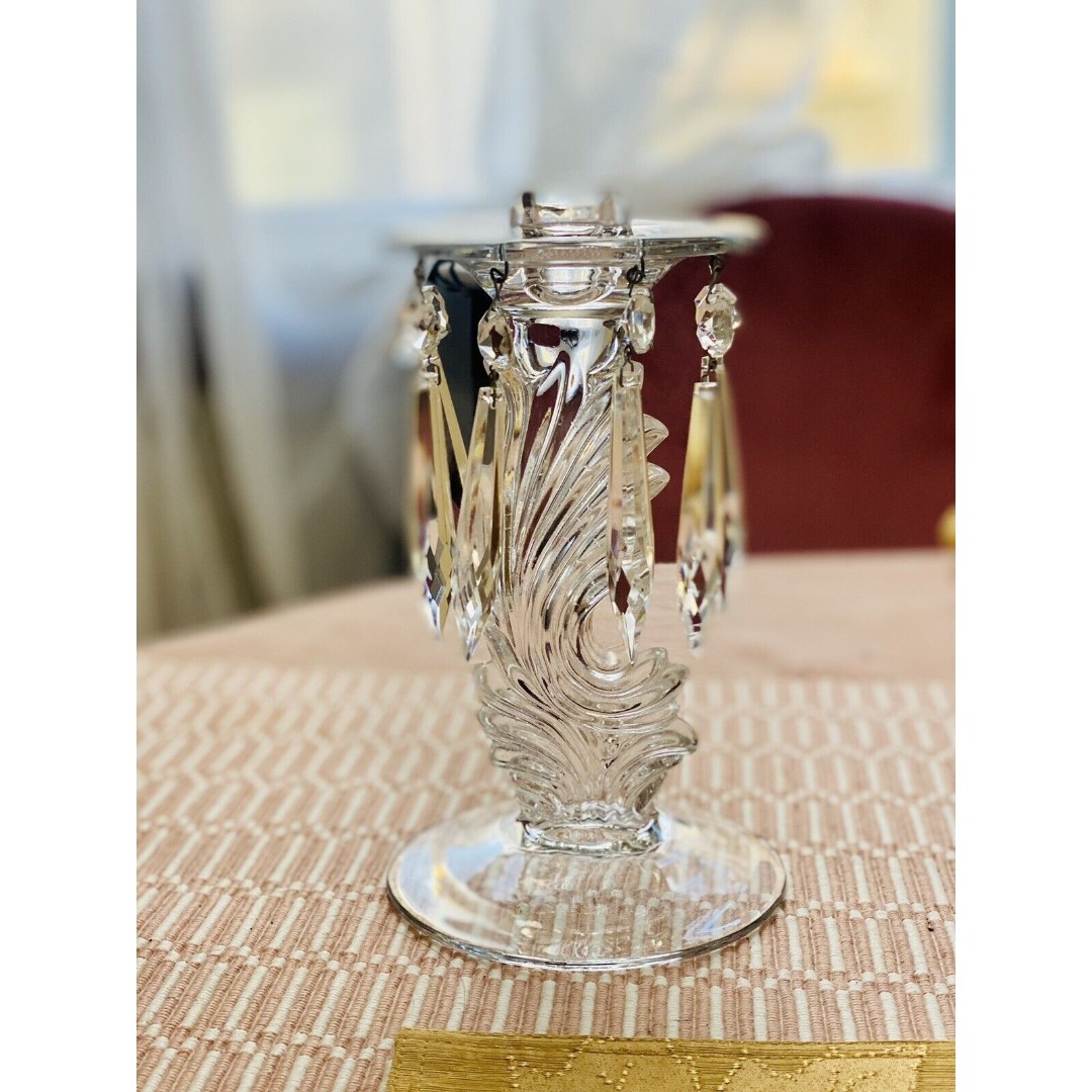 Vintage Candle Crystal Lusters Fostoria Baroque Mid Century