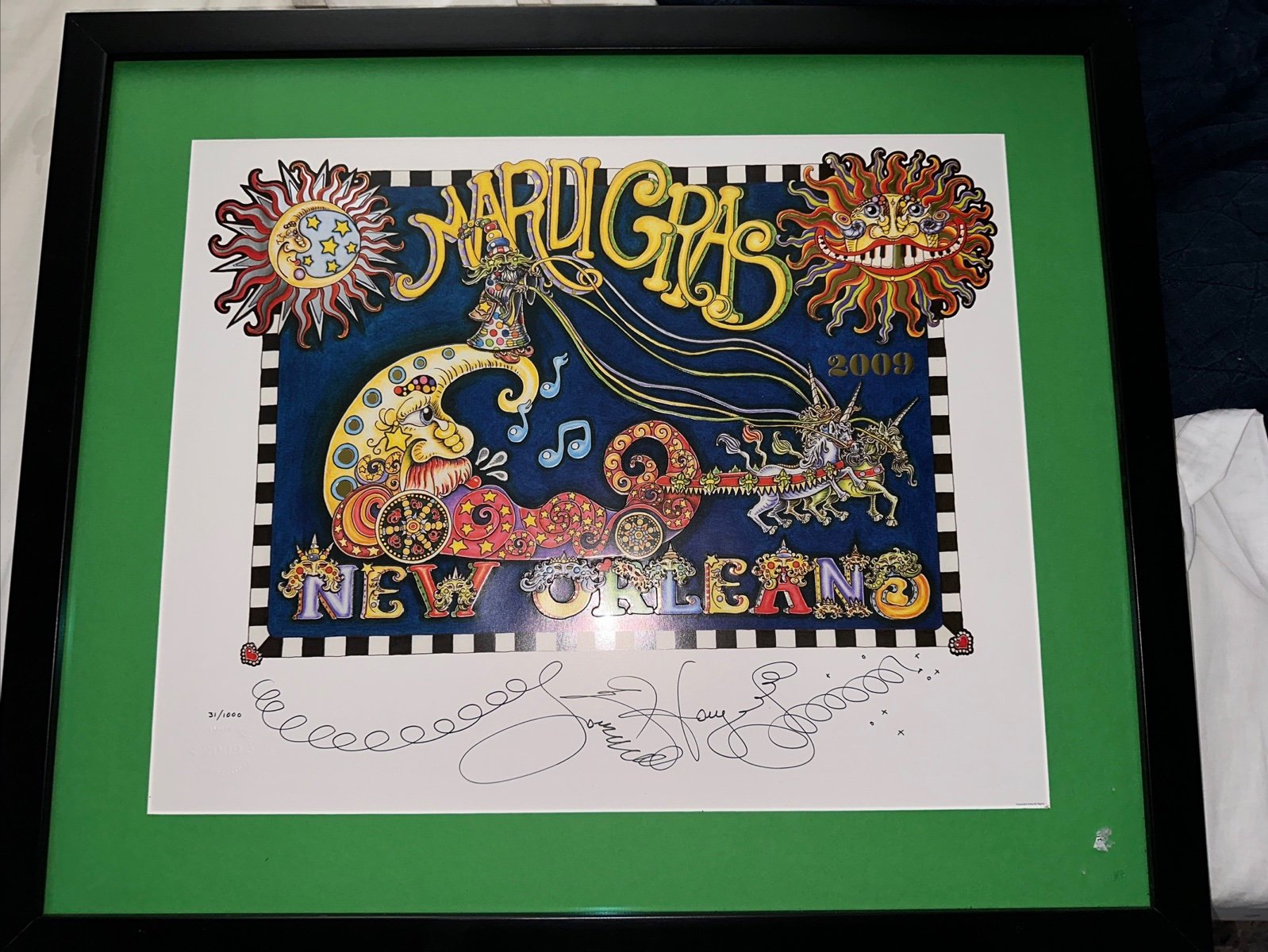 NEW ORLEANS MARDI GRAS 2009 Jamie Hayes Unicorn parade signed FRAMED