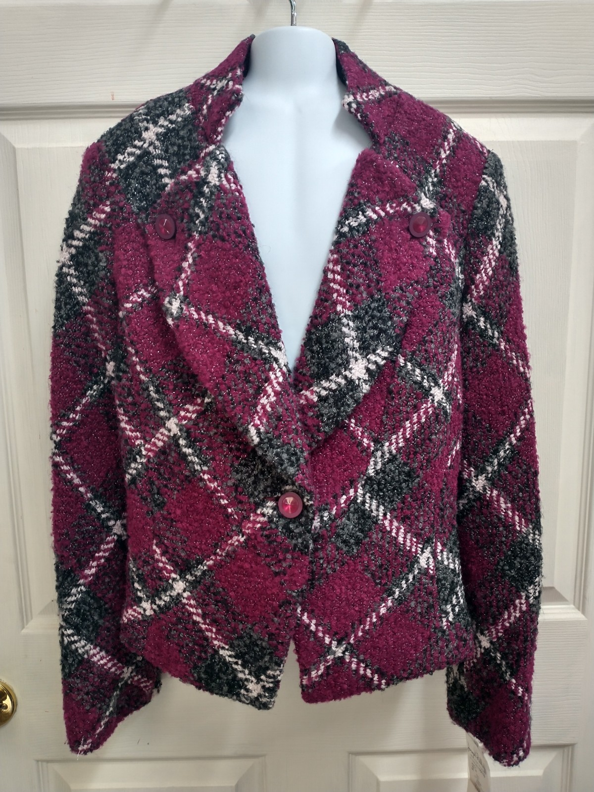 Joseph Ribkoff Vintage plaid purple blazer Size 10 NWT