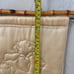 vintage embroidered textile hanging wall panel champagne color