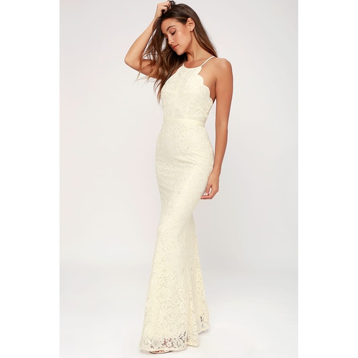 Lulus Zenith Lace Maxi Dress Women S Cream Formal Wedding Bridal Bridesmaid NEW