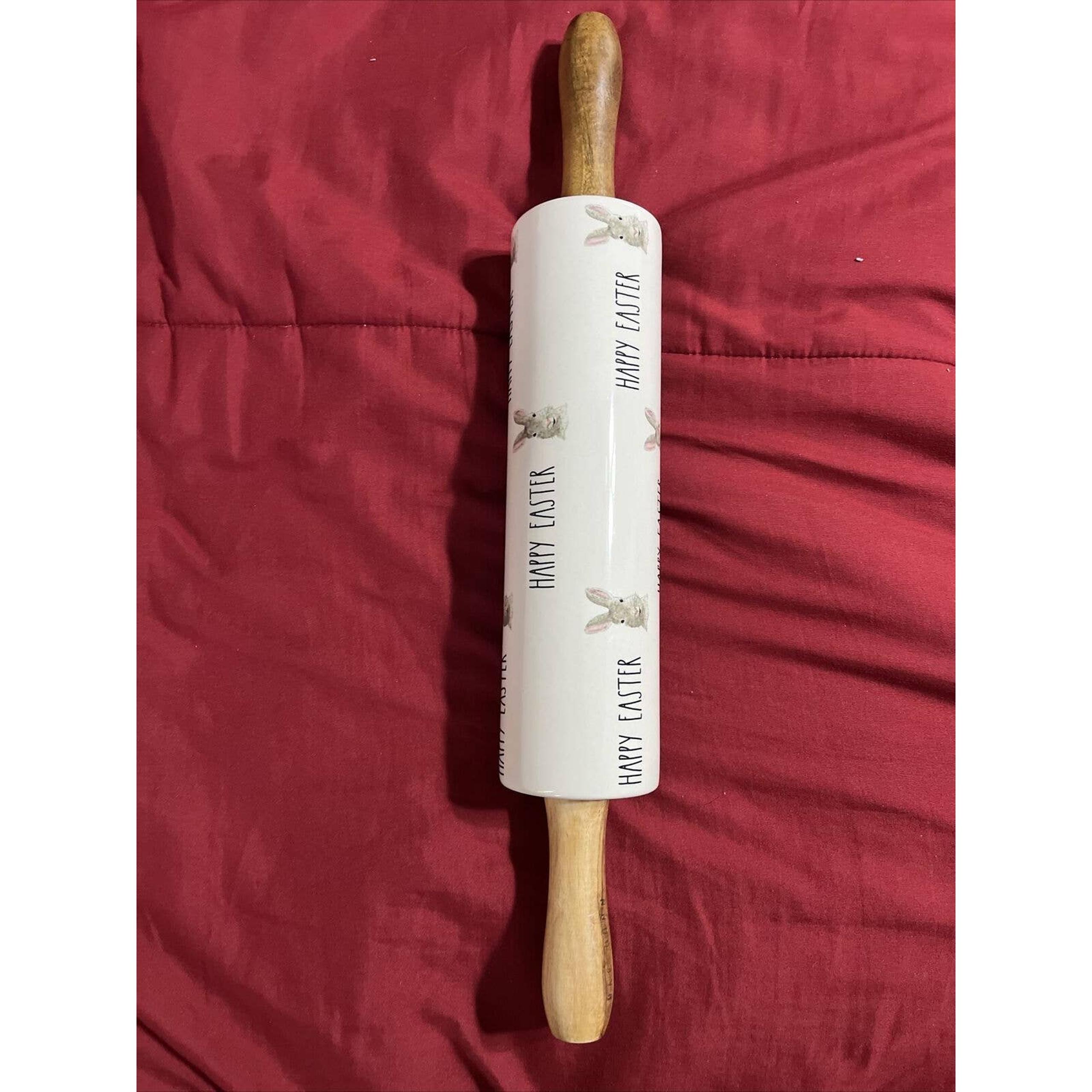 RAE DUNN by Magenta - HAPPY EASTER - ROLLING PIN - NEW...RARE FIND!!