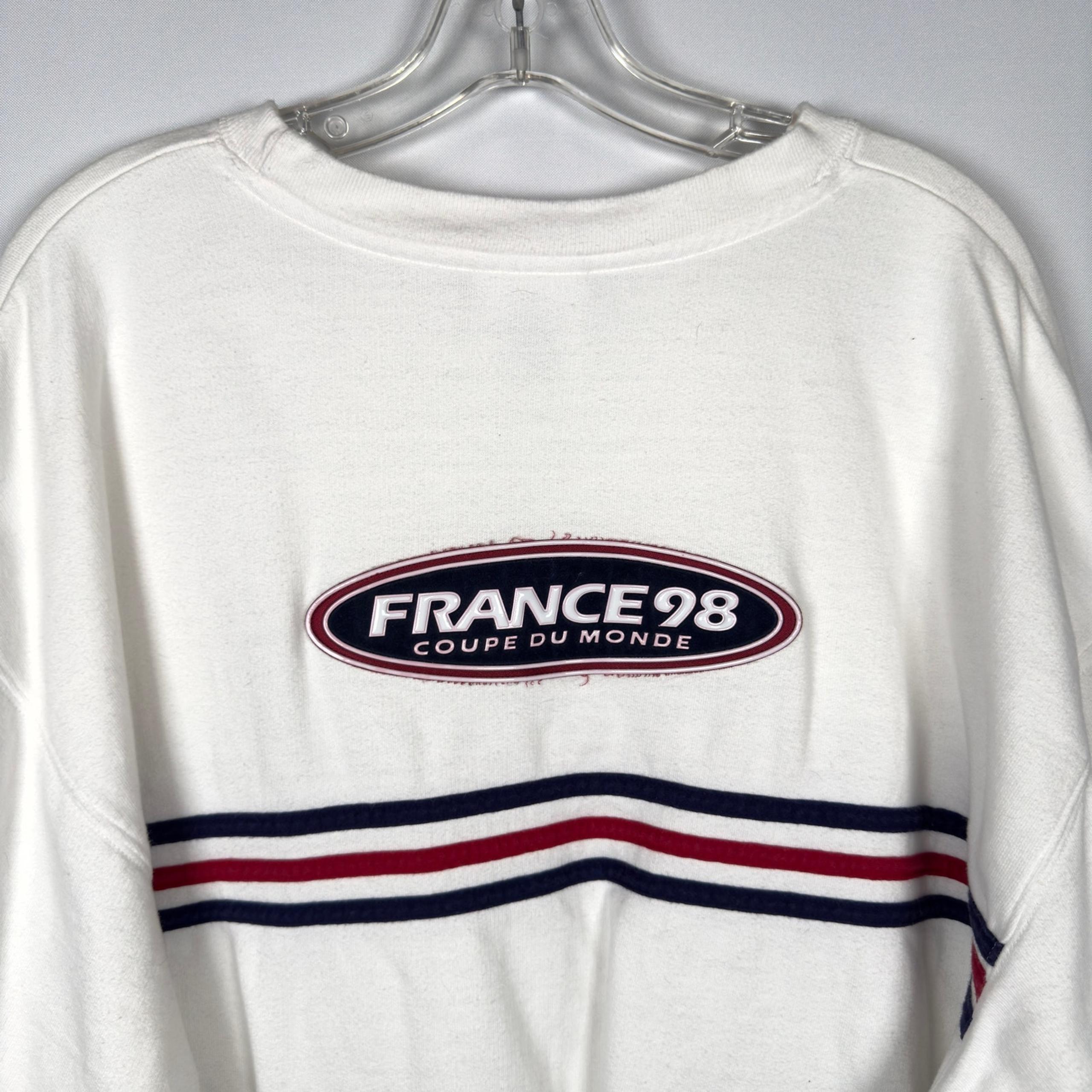 Vintage 1994 Adidas France 98 Coupe Du Monde Men's Crewneck Sweater White Size L