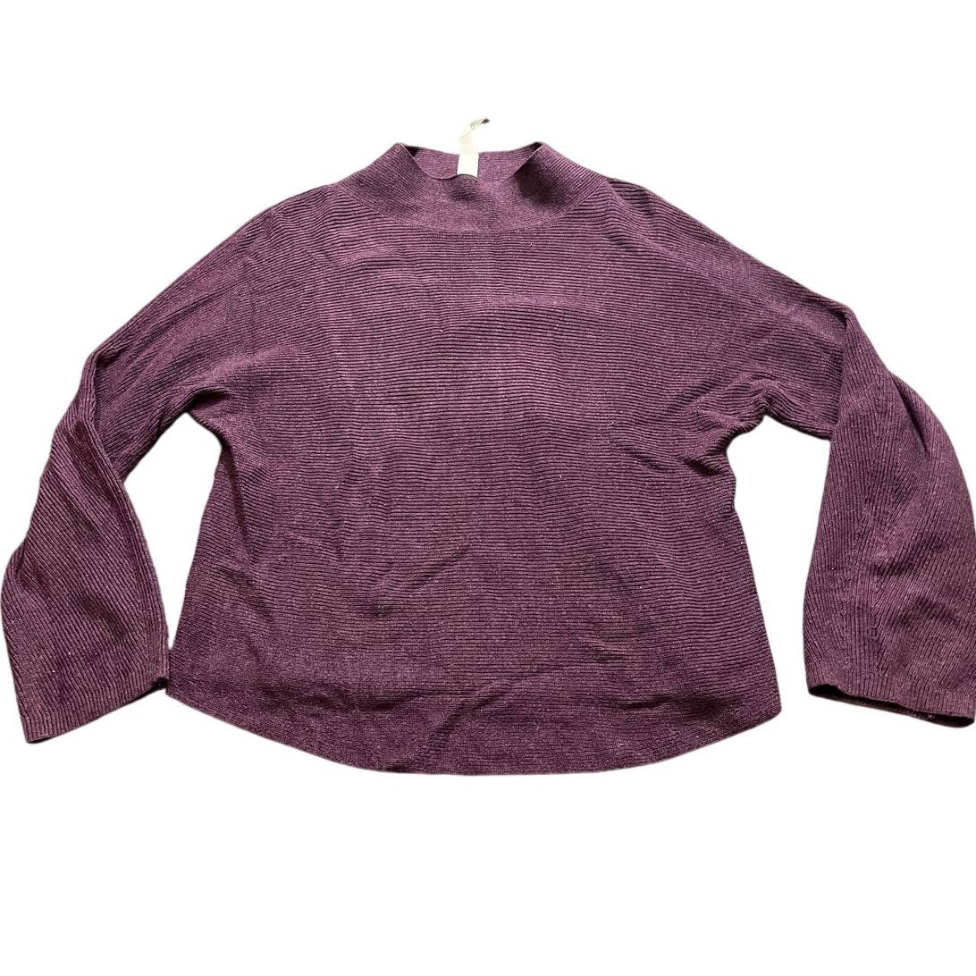 Lululemon Women Ribbed Knit Boxy Cotton-Blend Mock Neck Sweater Purple Size XS/S
