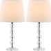 Modern Glam Stacked Crystal Ball/ Off-White Shade 16-inch Bedroom Lamp